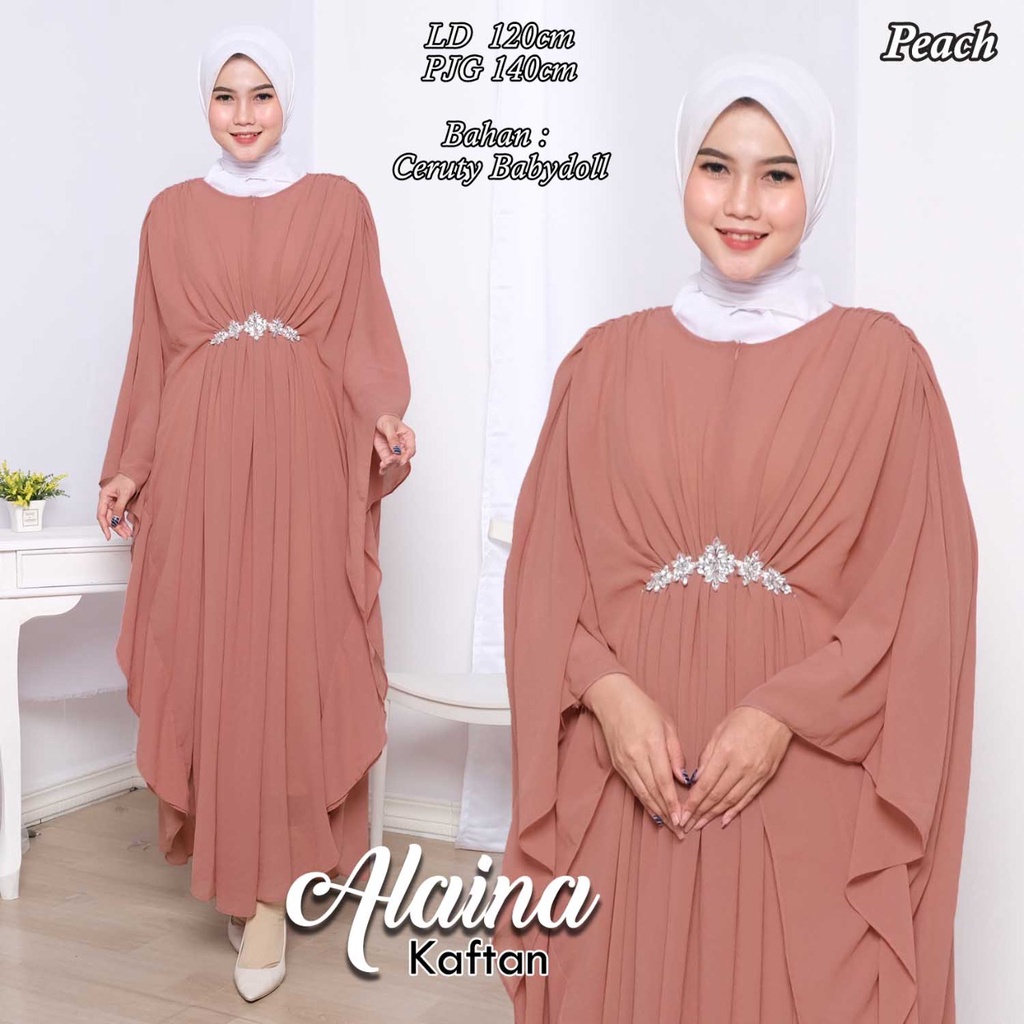 (Arnis) Alaina Kaftan Busui Jumbo Aksesoris Swarovski Rangkai Fashion Muslim