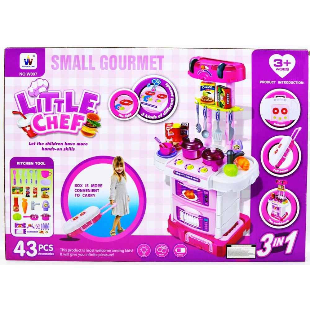 ST Mainan Anak Perempuan LITTLE CHEF KITCHEN SET KOPER 3IN1 PINK W097- Kado Hadiah Mainan Masak masakan