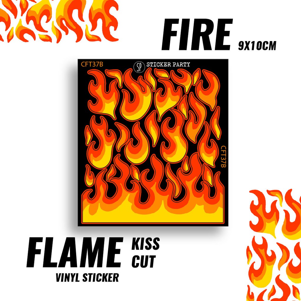 

[Sticker Party] Stiker Fire Flame Api Gothic Pink Merah Hijau Polco Polaroid Kpop Toploader KISS CUT CFT37
