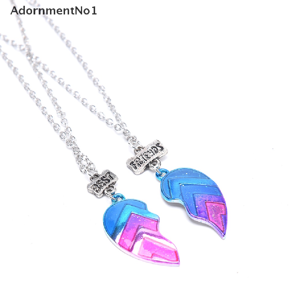 (AdornmentNo1) 2pcs Kalung Rantai Dengan Liontin Hati Motif Tulisan Best Friend Untuk Pasangan / Pria / Wanita