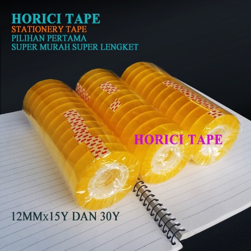 MURAH 12 Pcs Stationery Tape 12 MM x 5Yard/12MM x 15Yard/12MM x 30Yard/12MM x 40Yard Dan Selotip / Isolasi /Solatip