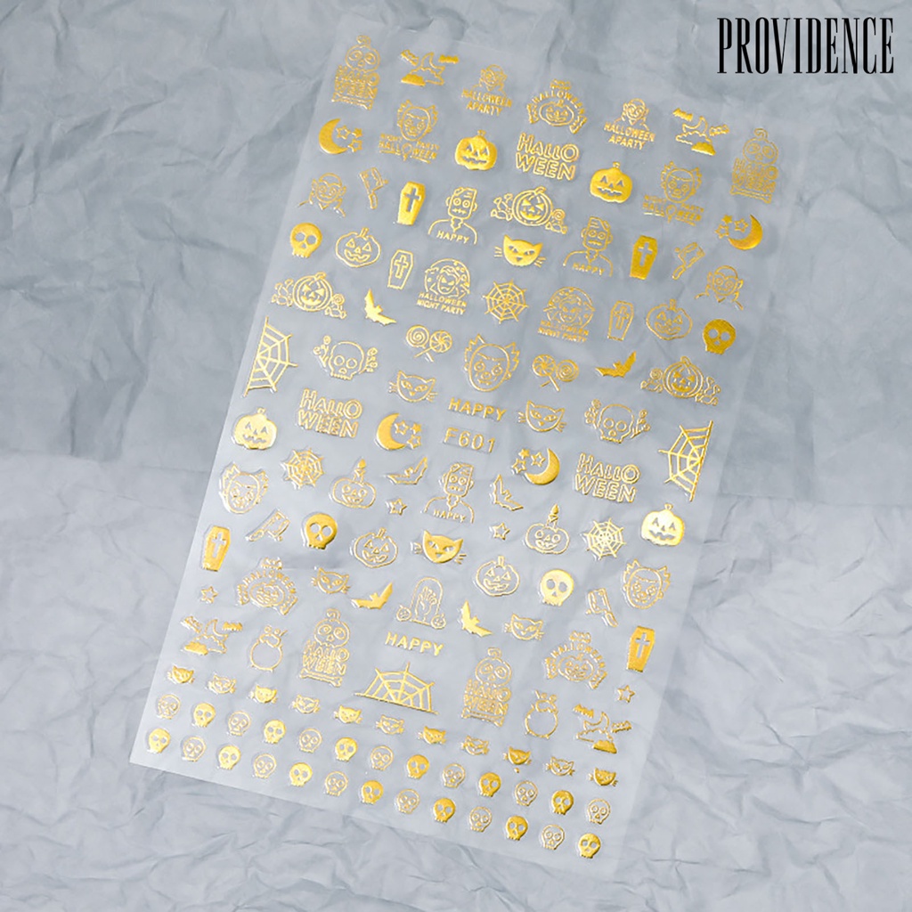 Providence 1 Sheet Nail Stickers Halloween Theme Pattern Self-Adhesive Paper Pumpkin Ghost Fingernails Decals Nails Accessories