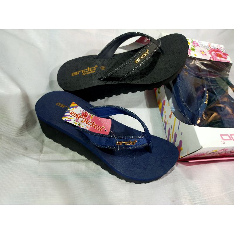 Sendal jepit wedges wanita Ando New Savira /Sandal tinggi original