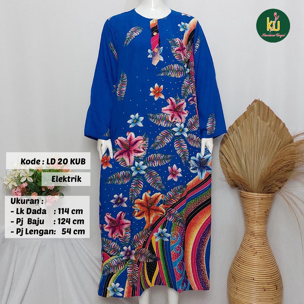 COD LD 20 KUB | DASTER PANJANG KENCANA UNGU ASLI LABEL BIRU | LongDress Wanita Lengan Panjang Busui ini-Elektrik G