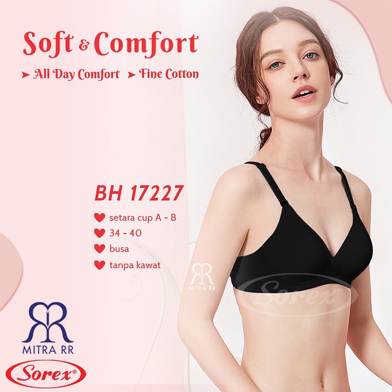 BH Sorex 17227 Bra Busa Tanpa Kawat Setara Cup A-B Kait 2 Soft &amp; Comfort