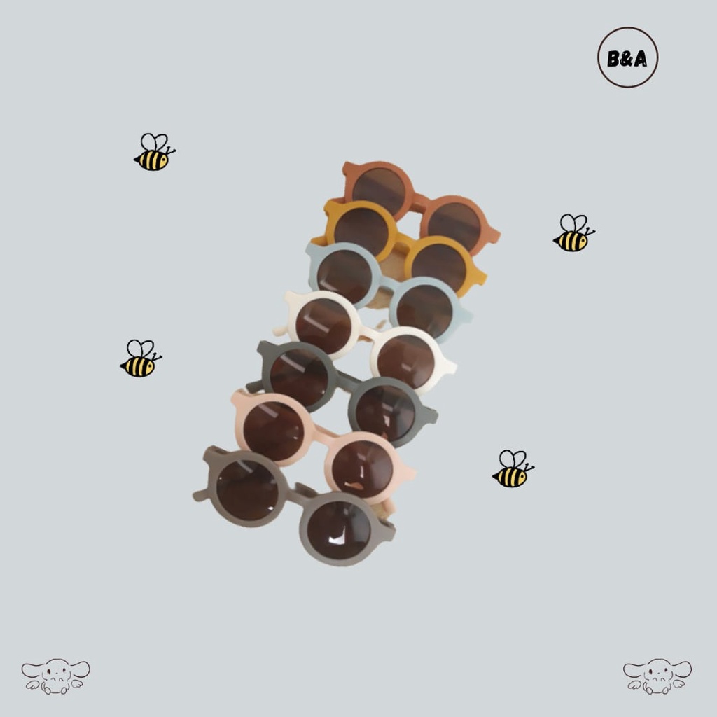 Kacamata Anak Retro Bulat Boboho Cewek Cowok Laki Perempuan Lucu Murah Untuk Usia 0-8 Tahun-1