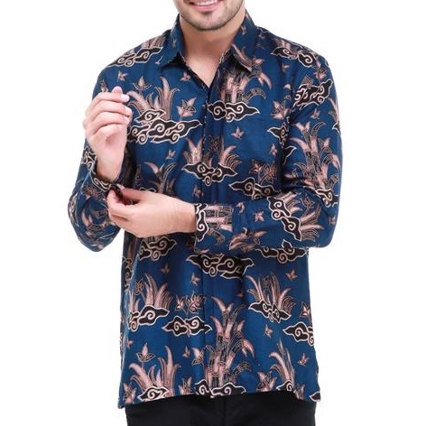 Batik Pria Lengan Panjang BATIK AZMIL HRB026 motif KERATONAN Kode 002 size M L XL XXL Reguler