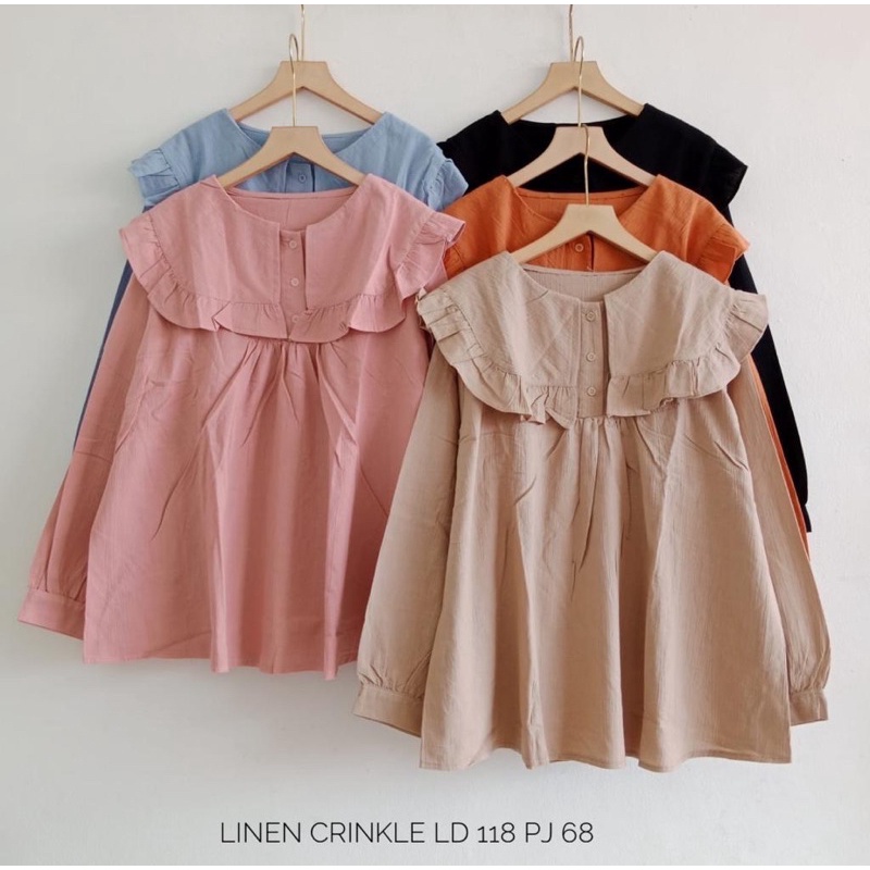 Blouse Linen Crinkle Slv