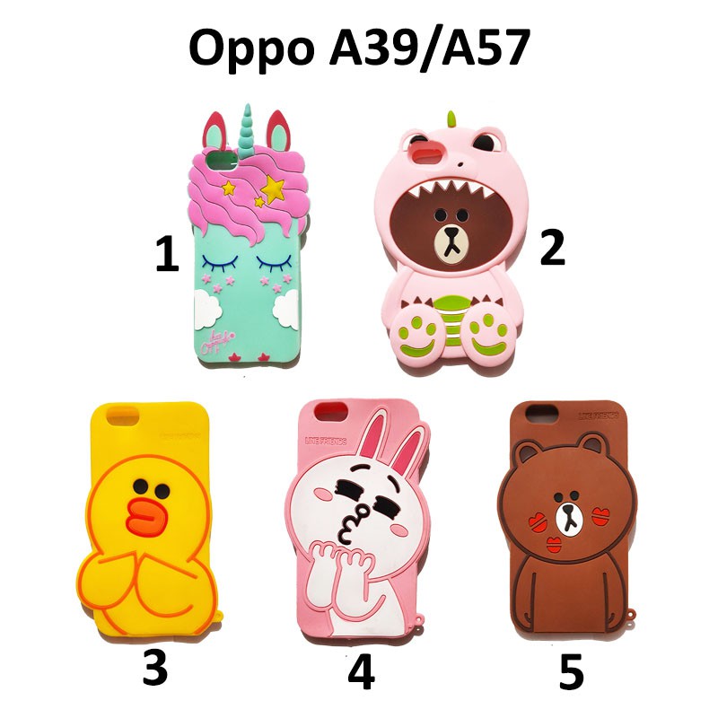 Silikon 3D karakter OPPO A39 / A57 Silikon boneka lucu pelindung hp case tebal karet softcase lentur