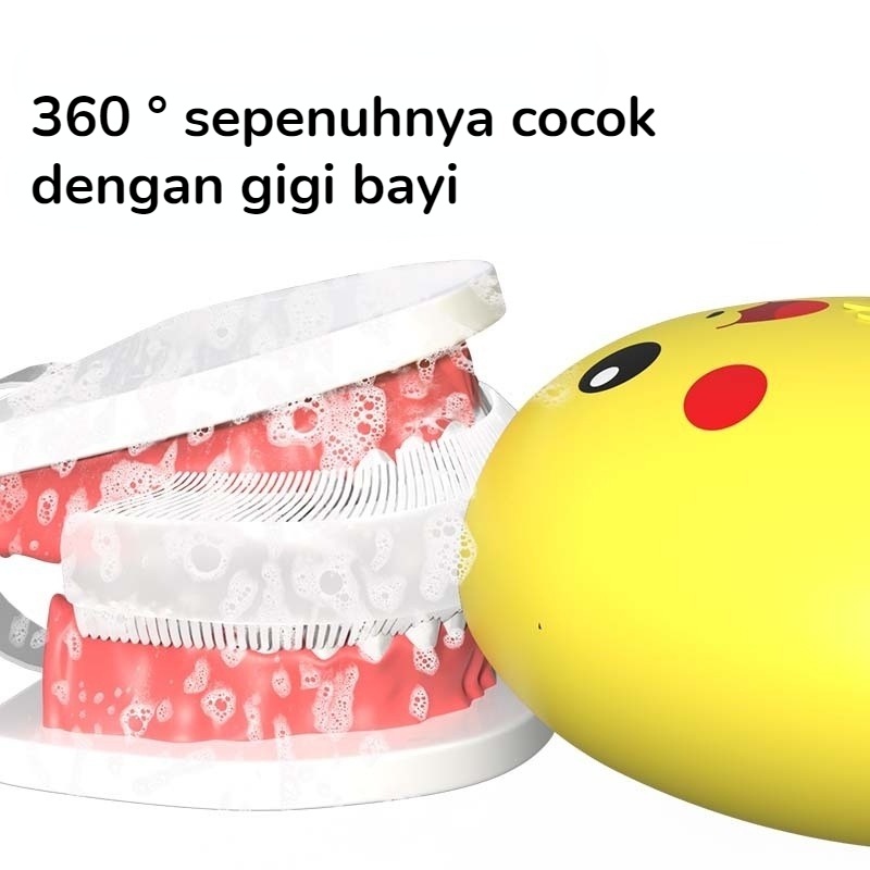 【Debora Mall】Sikat Gigi Elektrik Anak Pikachu Lucu Anit Air UV-Lampu LED Antibakteri Baterai Isi Ulang Gratis Piala Obat Kumur