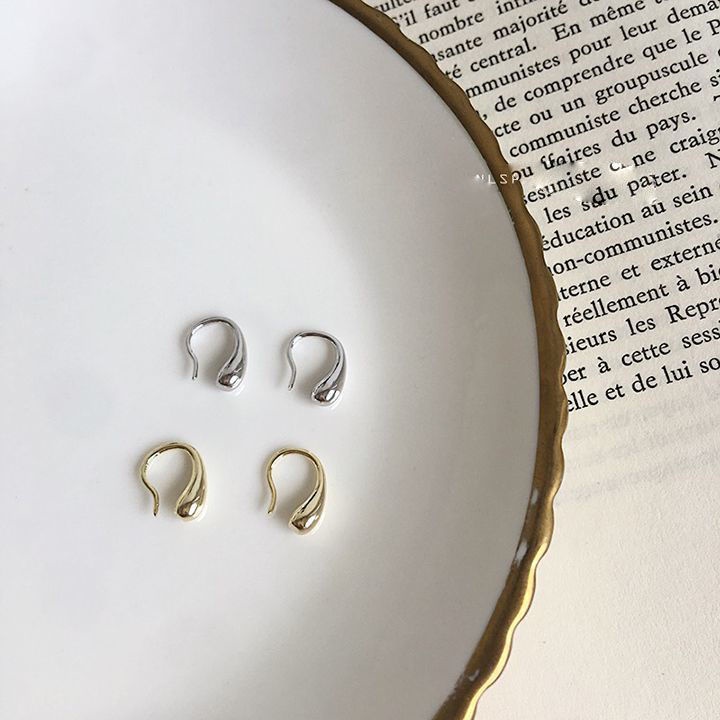 925 Silver Needle Stud Droplet Simple Minimalist Style Earring Jewelry