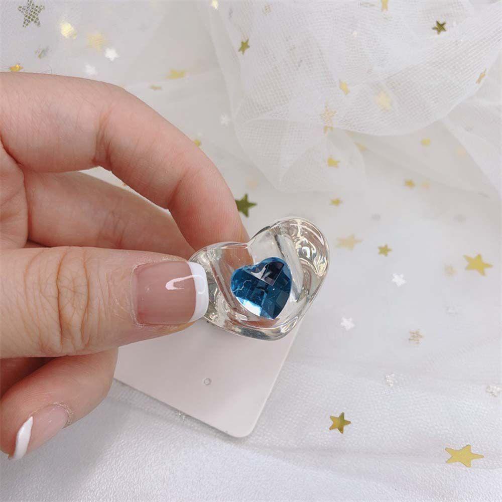 Mxbeauty Cincin Resin Tren Geometris Wanita Cinta Berlian Korea Perhiasan Fashion