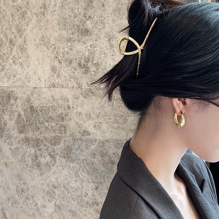 Sterling silver jarum Korea anggun online influencer sederhana dan keren pemandangan permukaan klip