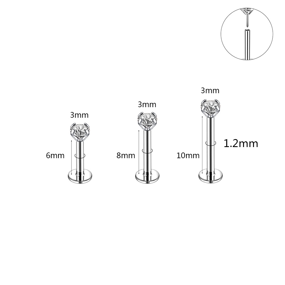 1pc Anting Tindik Bibir Bahan Stainless Steel Aksen Kristal