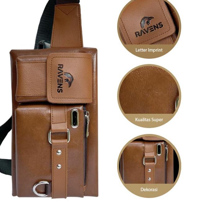 Terbaru.. Tas Selempang Pria Free Dompet Tas Ravens Waistbag Tas Slempang Anti Air Tas Pria Waist Ba
