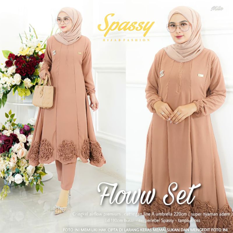 FLOWW SET ORI SPASSY // SETELAN TUNIK CRINCLE AIRFLOW KEKINIAN TERBARU
