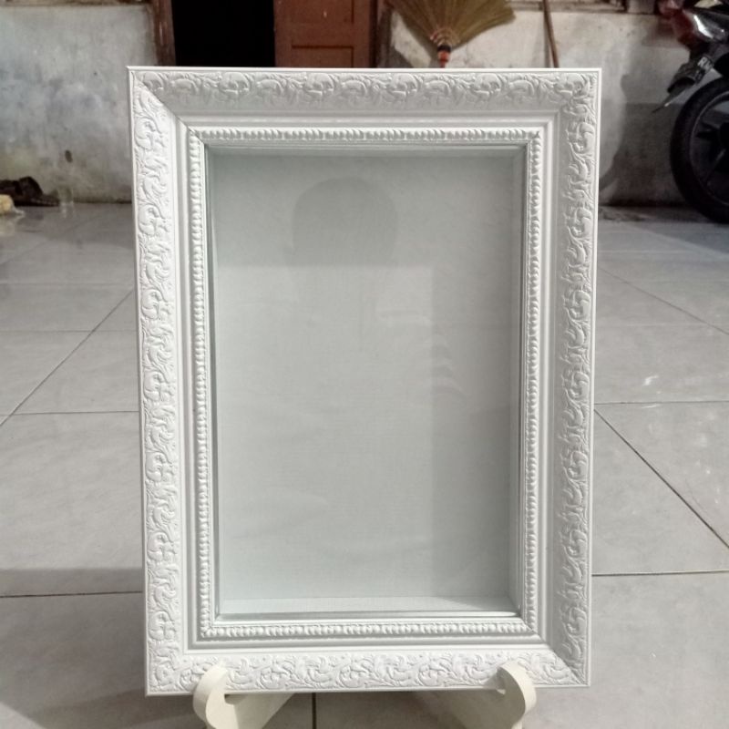 Bingkai Pigura Mahar 3D UK 20x30/25x35 Putih Jepara