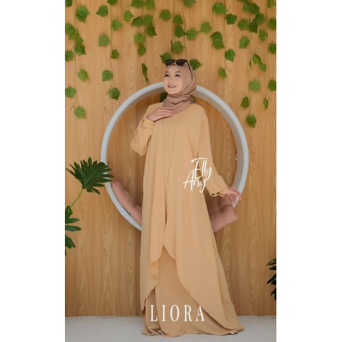 Liora dress cringkle airflow original elly arsy / gamis layer original elly arsy / dress liora elly 