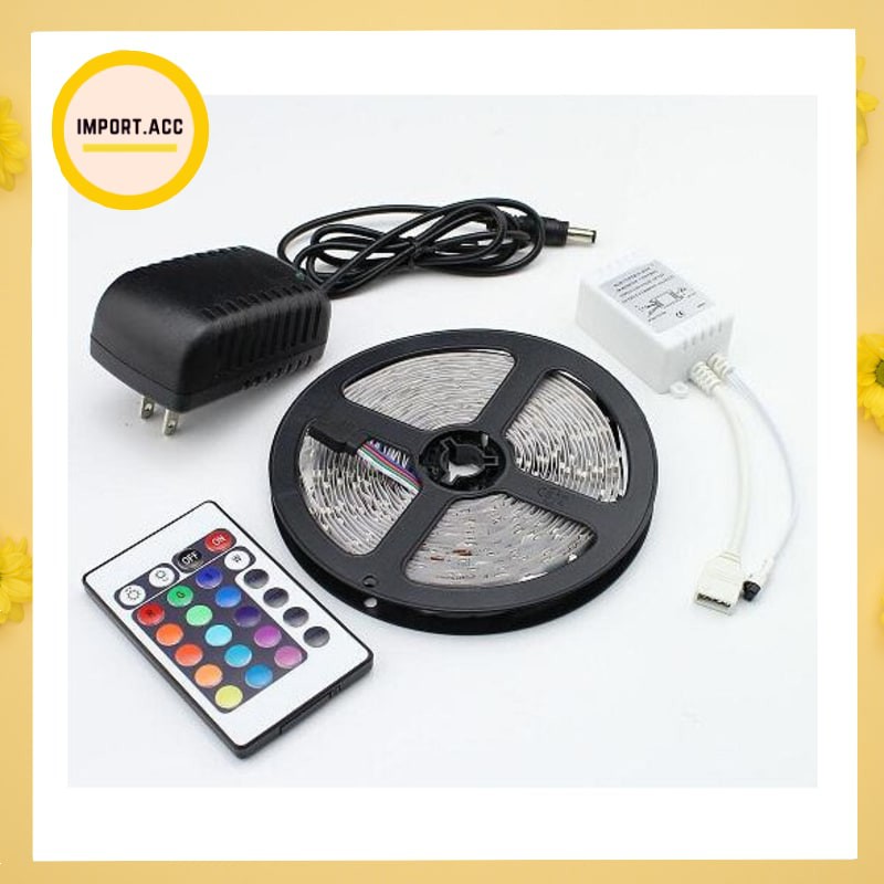 Lampu led strip 3528 RGB warna warni ac 220 v / Lampu led strip 5050 RGB / Adapter / Remote [import]