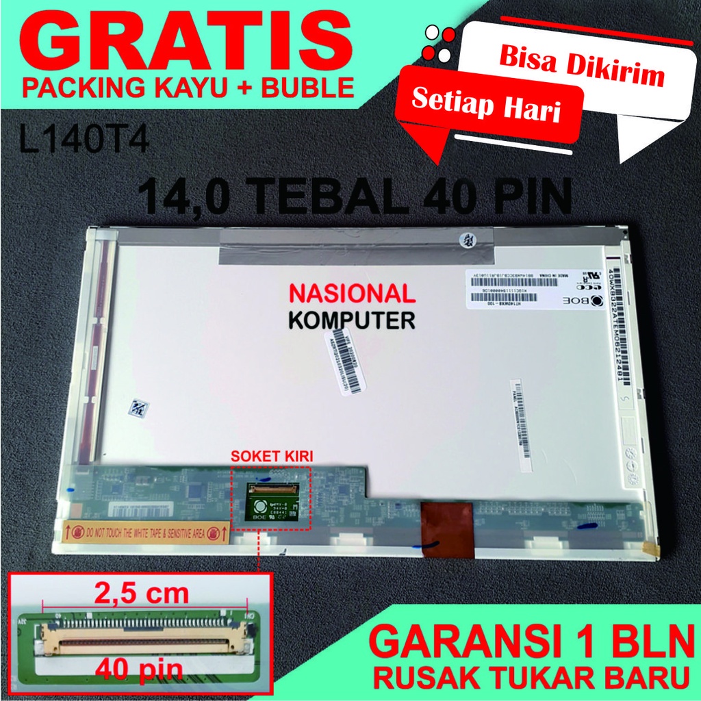 Lcd led 14.0 14 inch tebal 40 pin