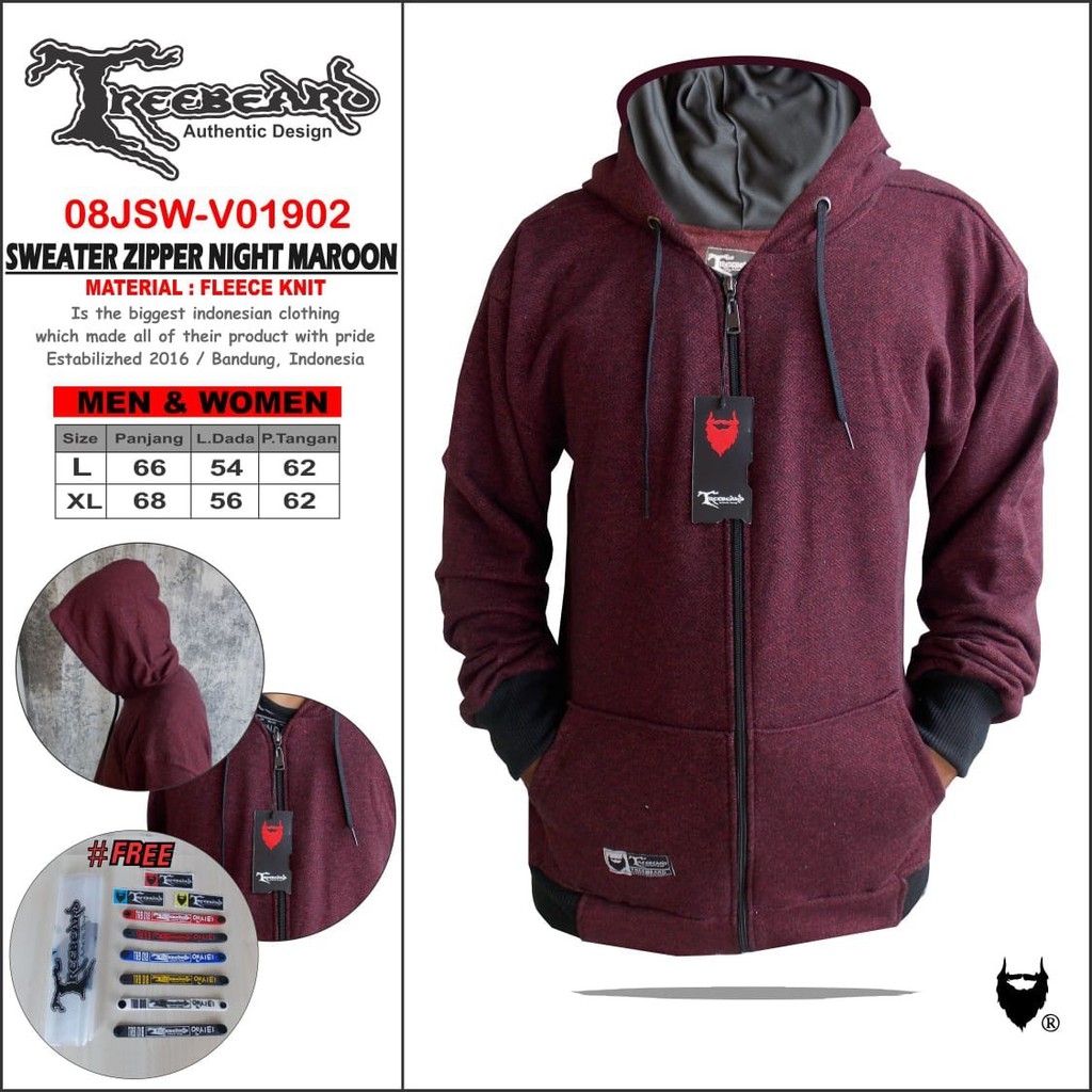 [BAYAR DI TEMPAT/COD] ORIGINAL TREEBEARD Jaket Pria Hoodie Premium Original