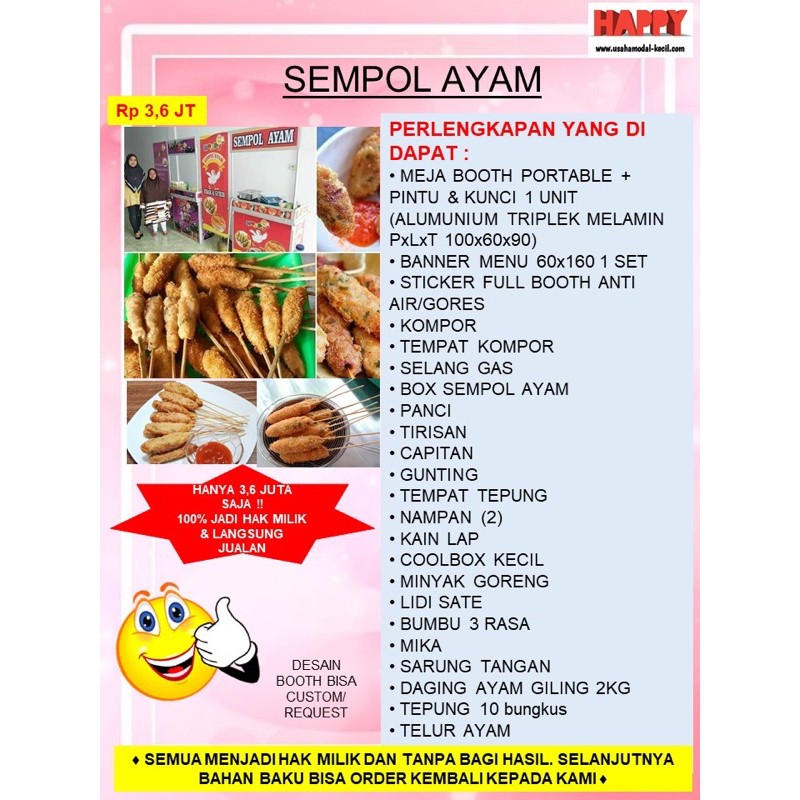 PAKET USAHA FRANCHISE SEMPOL AYAM CRISPY CHICKEN MEATBALL - GEROBAK BOOTH PORTABLE KEMITRAAN