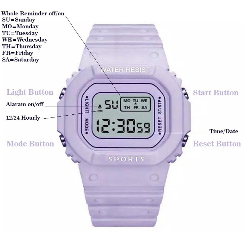 BRGUNIK Jam Tangan Digital Rubber Pria Wanita Segi 5600 Grosir Murah Karet Sport LED Couple JT031