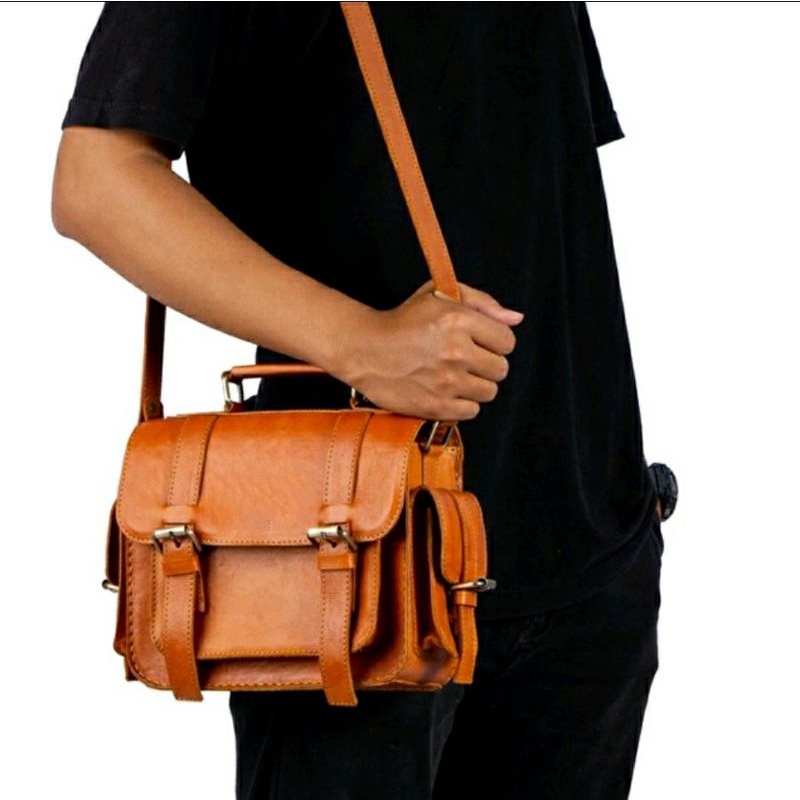 Tas Selempang Pria Wanita Sling Bag & Hand bag Kulit Asli POST Small