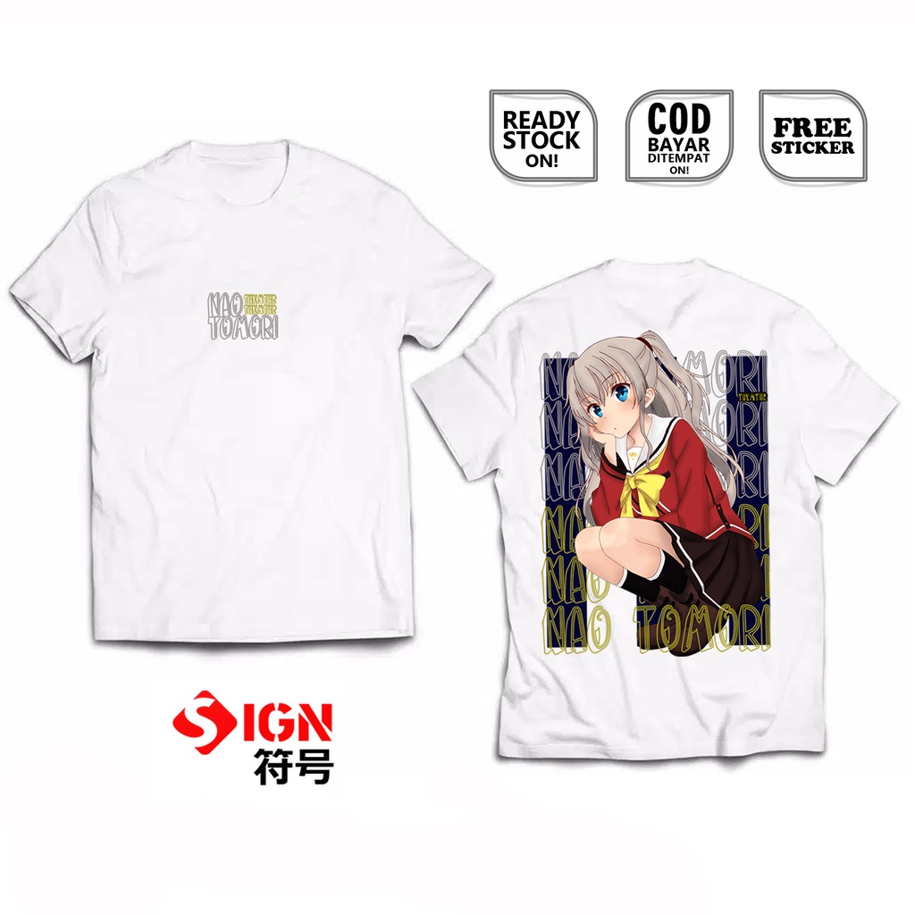 KAOS NAO TOMORI CHARLOTTE HOSHINOUMI ACADEMY ANIME MANGA WAIFU YU OTOSAKA KAZUKI AYUMI SHUNSUKE OTAKU WIBU JAPAN CULTURE BAJU JEPANG COSPLAY - SIGN CLOTH