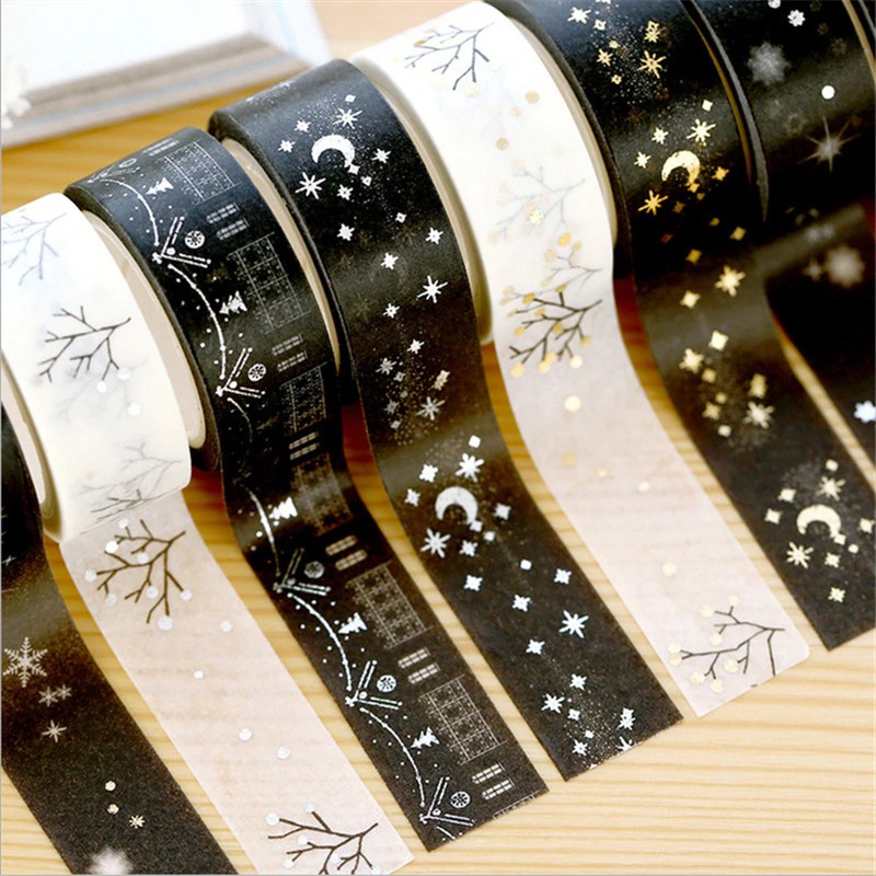 

Free ongkir 1PC 15mm*5m Golden silver stars Washi Tape Album Scrapbook DIY Custom Adhesive Tape