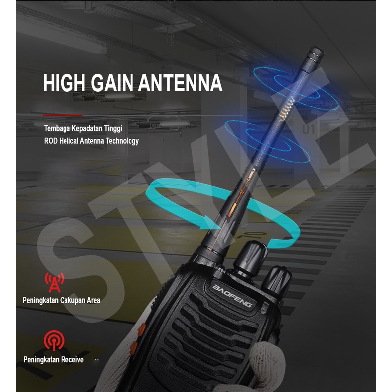 Handy Talky BF888s handy talky walkie talkie perangkat outdoor dengan senter UHF 400-470MHz 3000mAh + Earset [Earphone] 1pcs