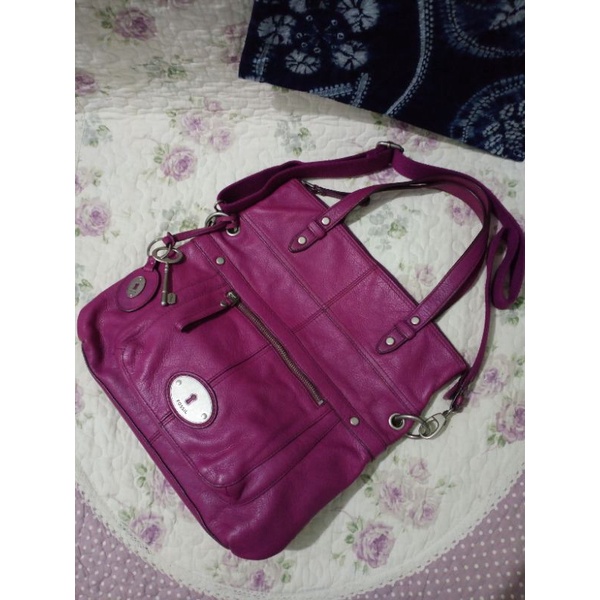 Fossil Maddox foldover pink magenta