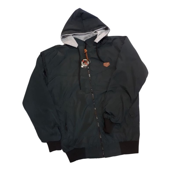 JAKET PARASUT  POLOS   ( LUAR DALAM )  HITAM