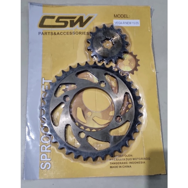 Gear Gir Set Yamaha Vega R New 15T-35T Gir Depan & Belakang Yamaha Jupiter Z Vega Lama Fizr
