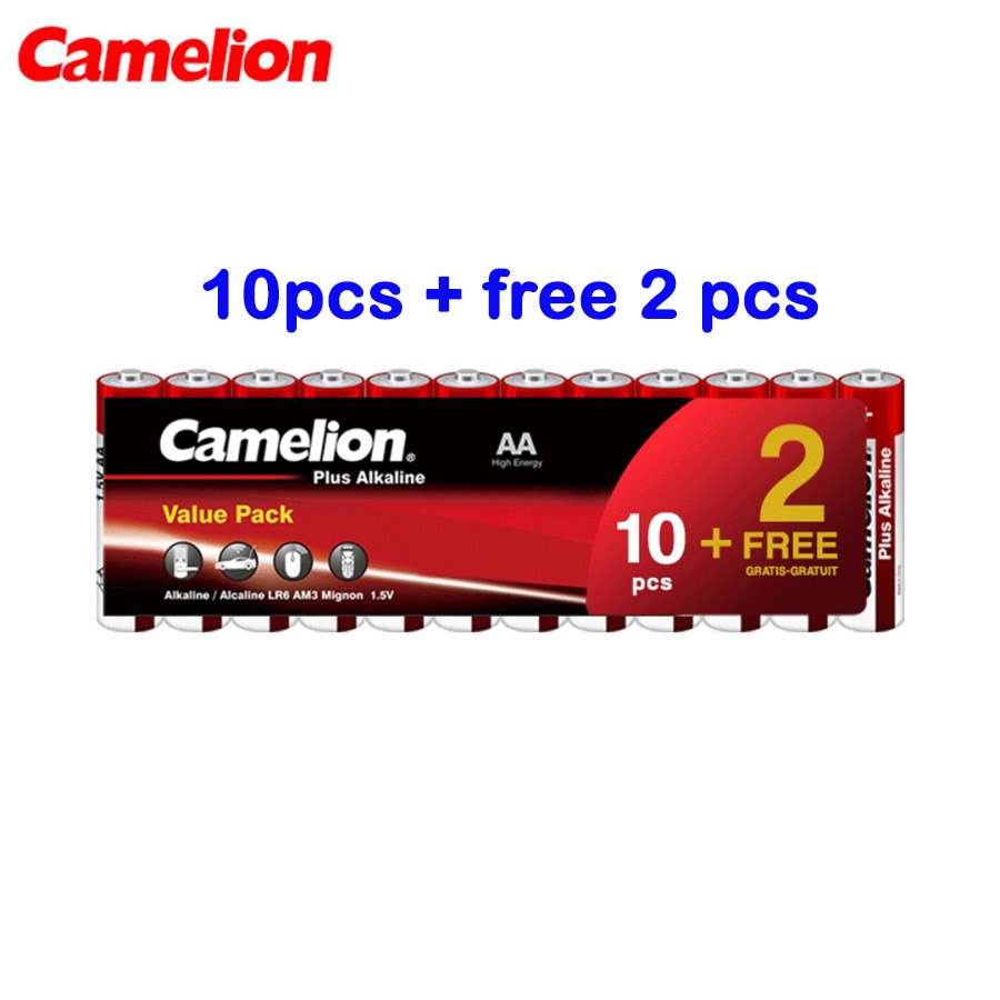 AA 12pcs Camelion Baterai Alkaline LR06 AA 10Pcs FREE 2PCS