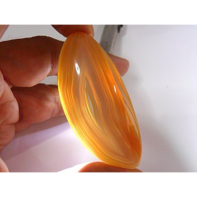 AG111 Round Cabochon 17.15ct 17mm Orange White 'Greek Evil Eye' Picture Agate Natural Lucky Charm