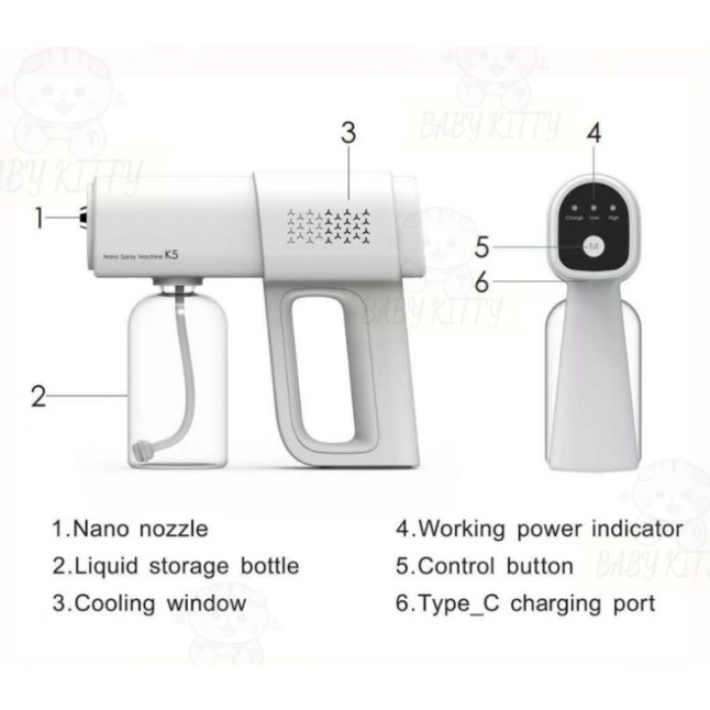 K5 Disinfection Nano Spray Gun Handheld Portable Lightweight Air Purification Humidification USB