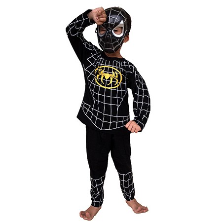 Baju Anak Kostum Topeng  Superhero Manusia Laba-laba Hitam