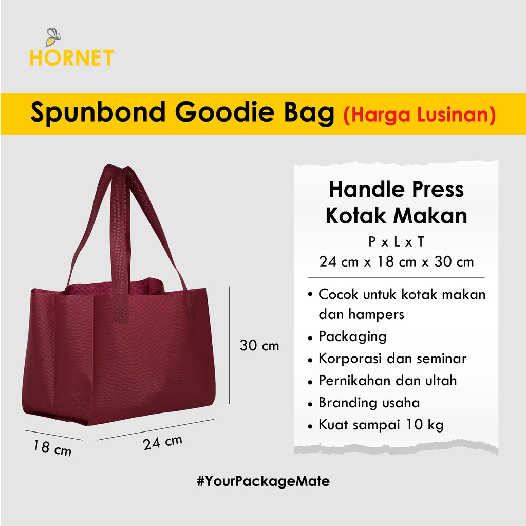 

Tas Spunbond Goodie Bag Box Nasi Kotak Kue Ukuran 24 x 18 x 30