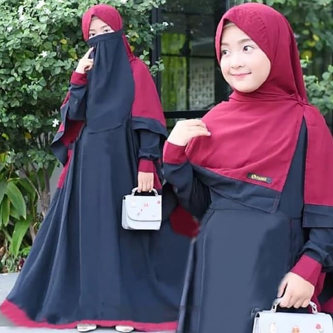 Baju Gamis Anak SHALIHA SYARI KIDS +KHIMAR+CADAR USIA 9-12 TAHUN PROMO