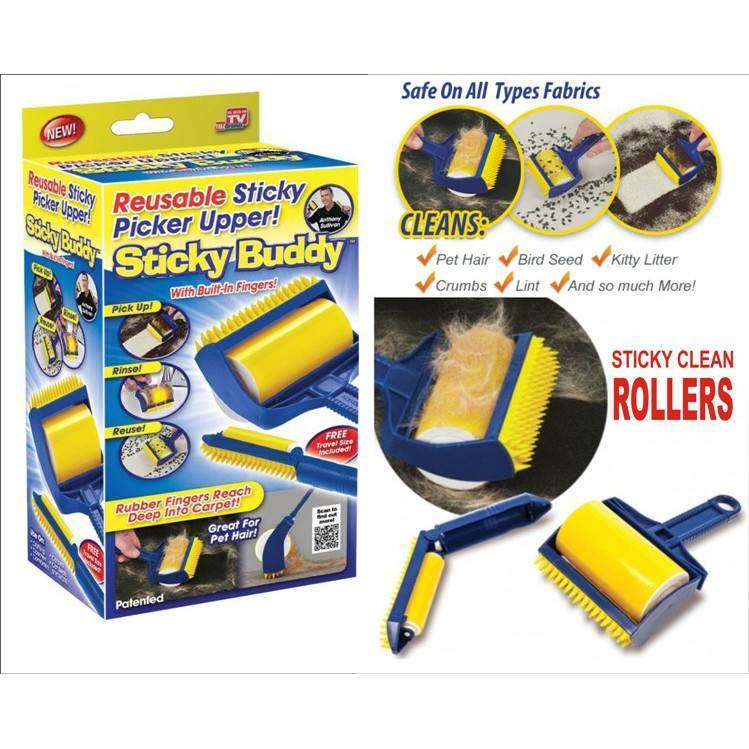 Sticky Buddy 2 in 1 | Rol Perekat Debu &amp; Bulu di Baju Sofa &amp; Karpet