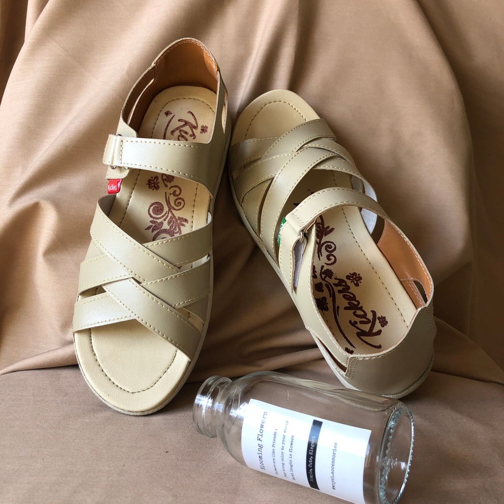 Sandal slop wedges kokop polos tinggi 5cm fashion wanita cantik casual variasi tali perekat backstrap SLOP KAMPUS 7