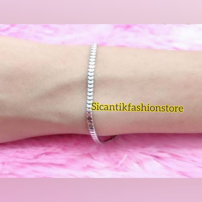 Gelang Tangan Milano Silver Gold Fashion Wanita Pria Terlaris Anti Karat Tidak Luntur Gelang milano