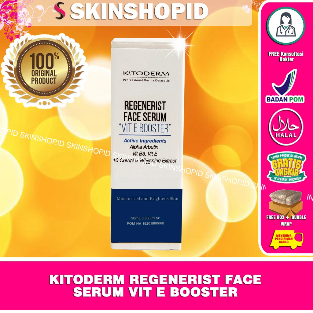 Kitoderm Regenerist Face Serum Vit E Booster 20ml Original / Serum Pemutih BPOM Aman