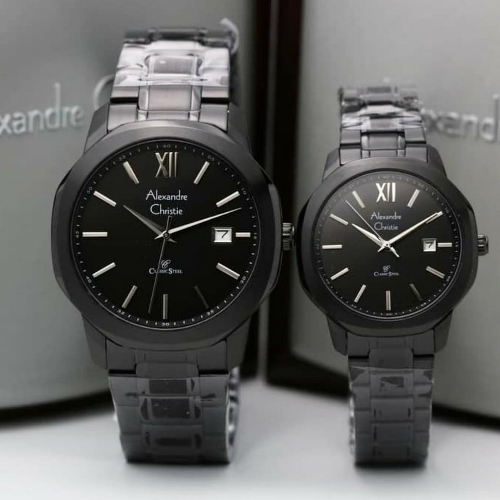 AC alexandre Christie  AC 8619 couple original stainless steel hitam