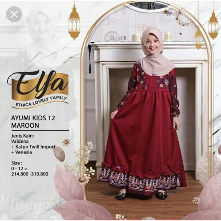 GAMIS ANAK TERBARU 2020 ETHICA AYUMI KIDS 12 MAROON