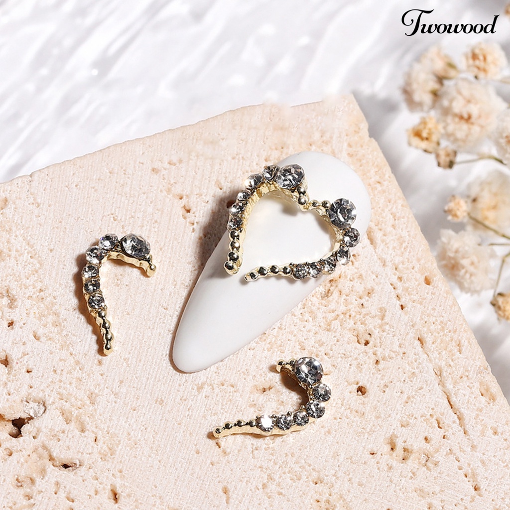 6pcs Berlian Imitasi Bentuk Setengah Hati Untuk Nail Art Charms