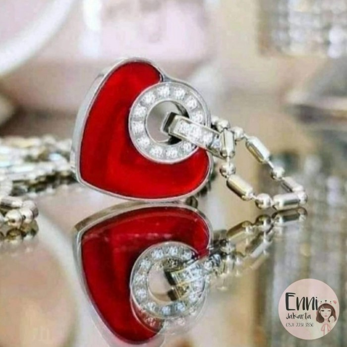 Terlaris Biocarbon Heart Red Pendant MCI MGI ORIGINAL