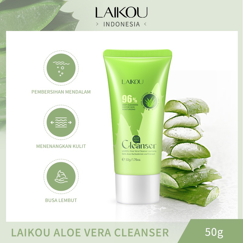 LAIKOU 96% Aloe Vera Pembersih Menenangkan Wajah Meringankan Bekas Jerawat 50g