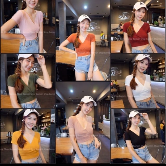 Tq88indonesia Baju Crop Wanita Terbaru / Shendy Top / Baju Seksi Wanita / Baju Crop lengan Pendek Cewek / Blouse Crop